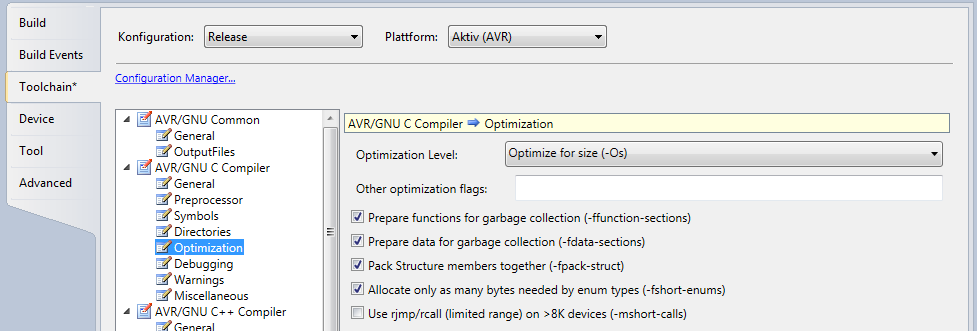 Optimizer Einstellungen