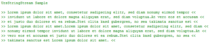 Output des Beispiels zu UrsStringStream