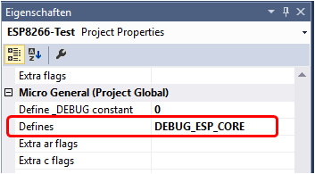 Defines in Projekteigenschaften