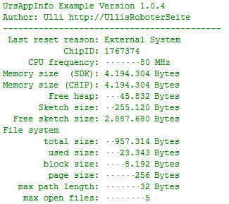 Output von PrintAppInfo 