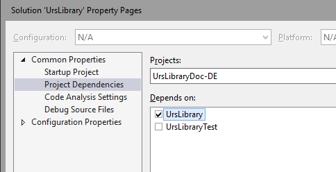 Project dependencies settigns