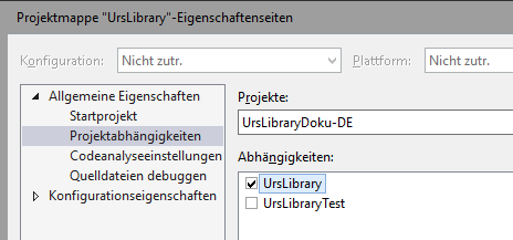 Einstellung der Projektabhängigkeiten