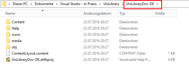 SHFB project folder