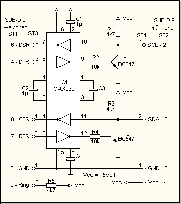I2C-Bus nach RS232 Konverter