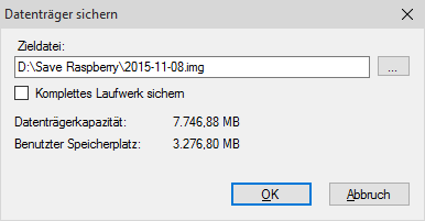 Dateiauswahl zur Datensicherung