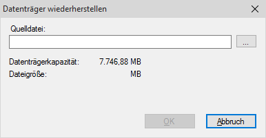 Dateiauswahl zur Datenträgerwiederherstellung