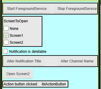 Bereich ForegroundService, Benachrichtigung
