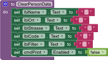 Adressdatenfelder löschen