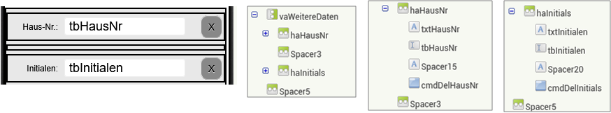 Bereich Eingabe Hausnummer und Initialen