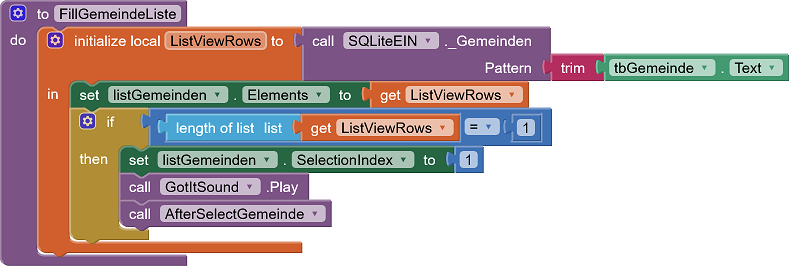 Prozedur FillGemeindeListe