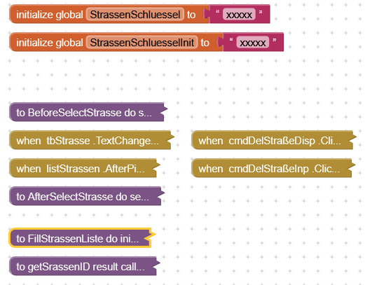 Code zur Straßenauswahl
